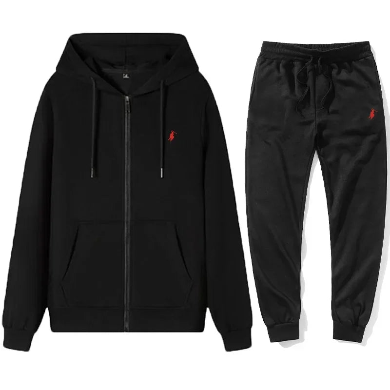 New Men's Fashion Classic Hoodie and Sweatpants Set, Suitable for Autumn and Winter, for Leisure, Fitness and Warmth