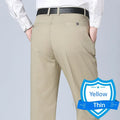 Men's Office Business 100% Cotton Pants Summer Thin & Autumn Thick High Waist Straight Loose Solid Bland Suit Slacks GOZBKF