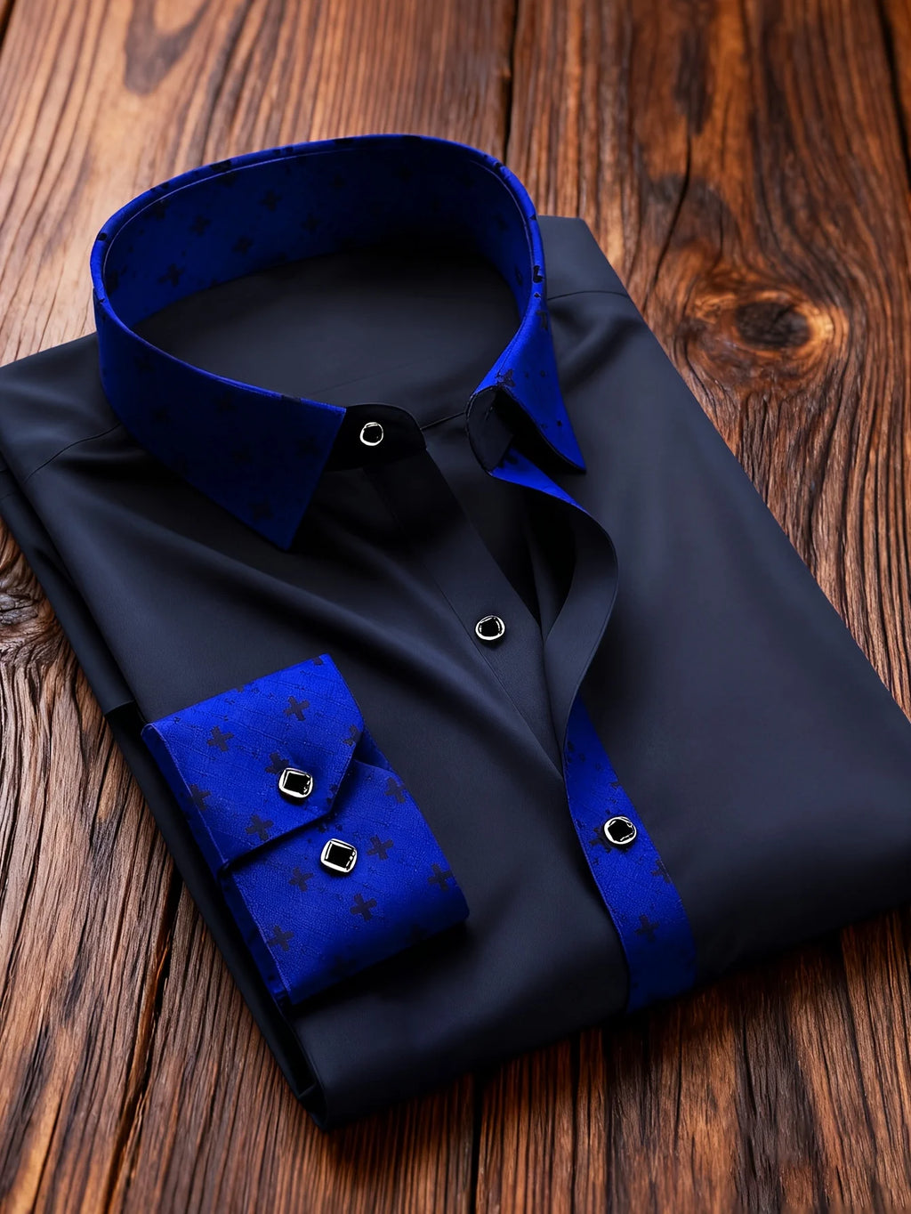 FGKKS Men Shirt Brand New High Street Patchwork Tuxedo Long Sleeve Four Season Elastic Man Business Dress Shirts Male