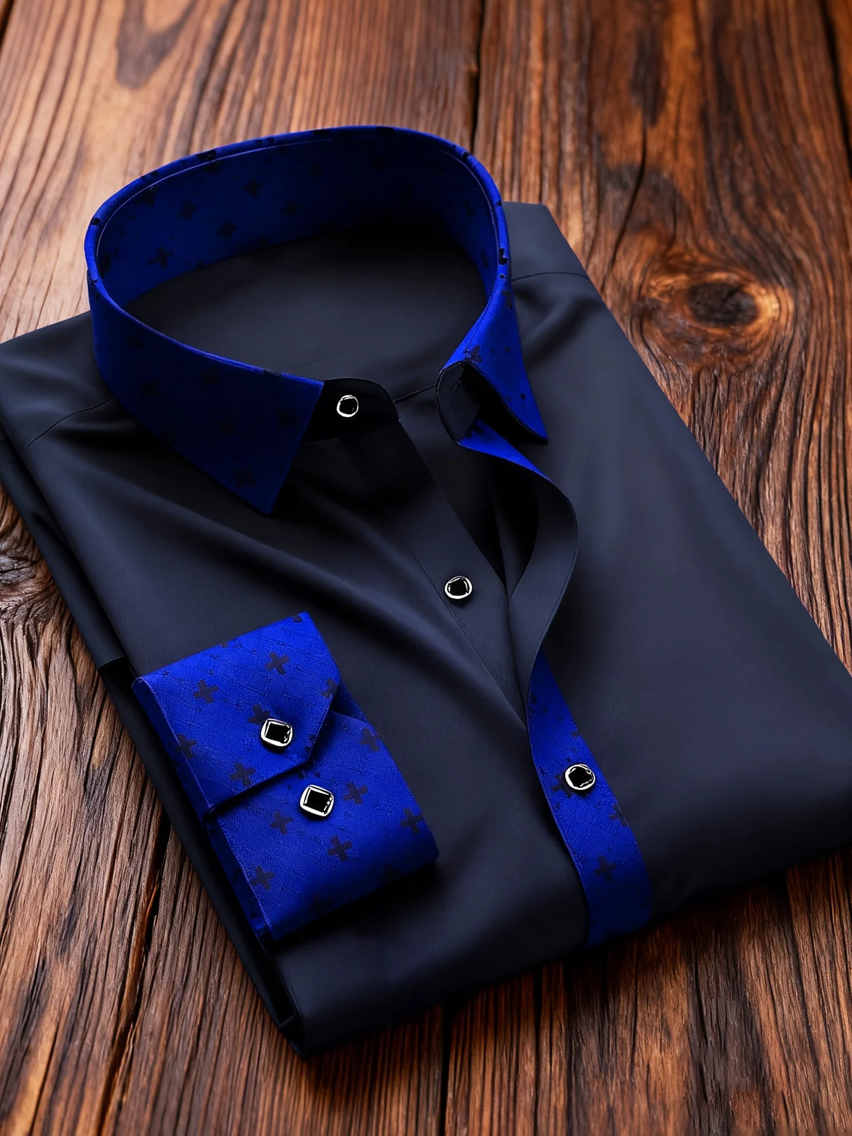 FGKKS Men Shirt Brand New High Street Patchwork Tuxedo Long Sleeve Four Season Elastic Man Business Dress Shirts Male