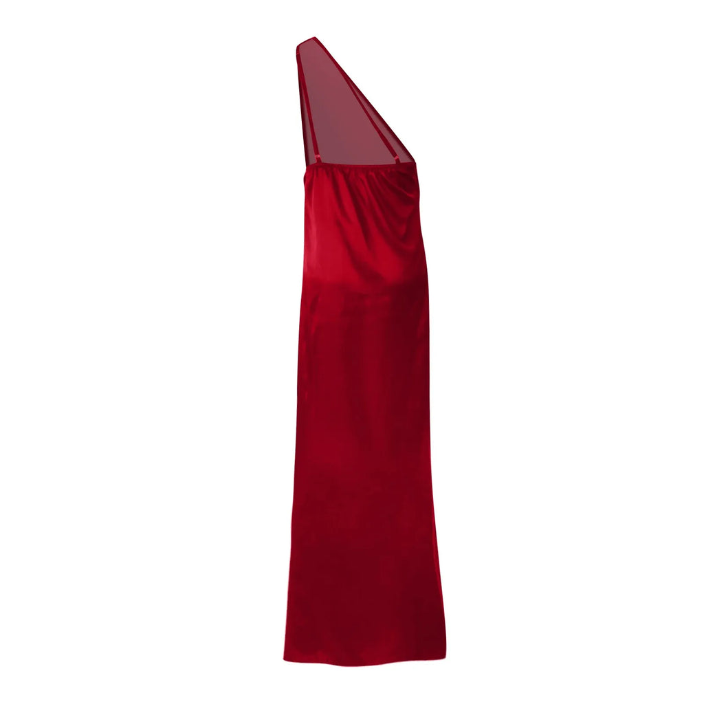 Sexy dresses for women Satin Backless Slim party Long Dress One Shoulder HighSplit Cocktail dress Wedding evening dresses elbise