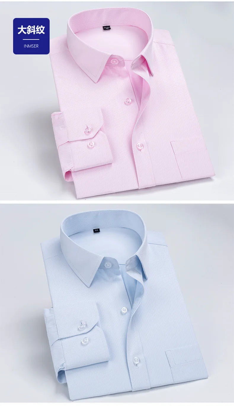 2026 Men's Long Sleeve Cotton Shirt Striped Design Spring Autumn Business Formal Dress Shirts for Men Party Wedding Shirts Male