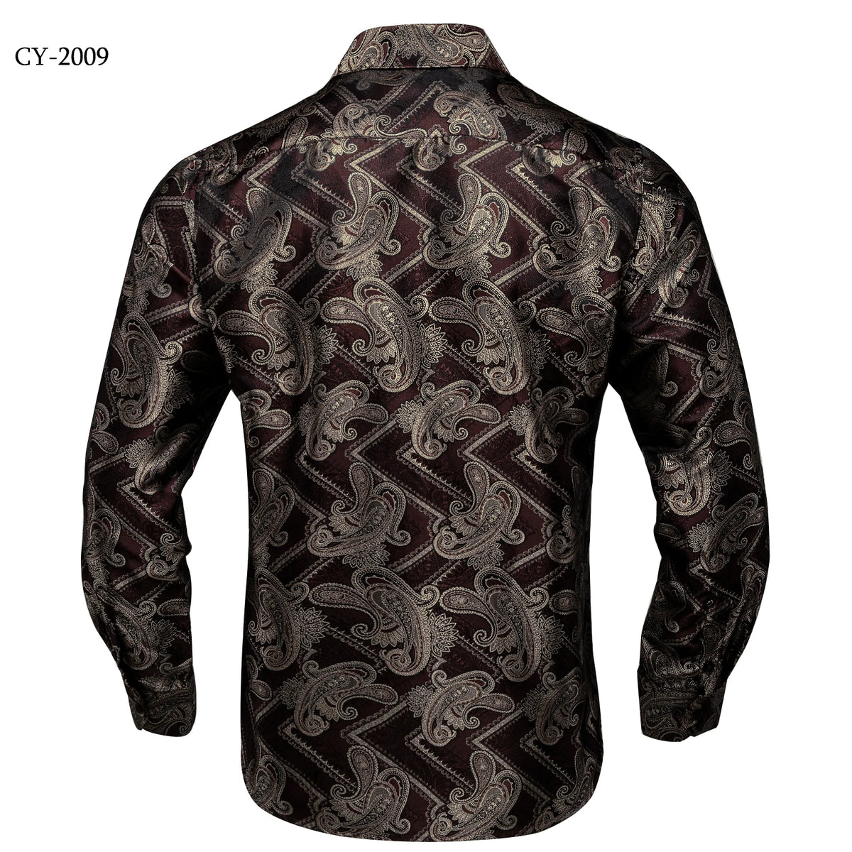 Brand New Men's Royal Blue Business Shirts Luxury Fashion Paisley Long Sleeve Turn-Down Collar Social Shirt Male Casual Blouse