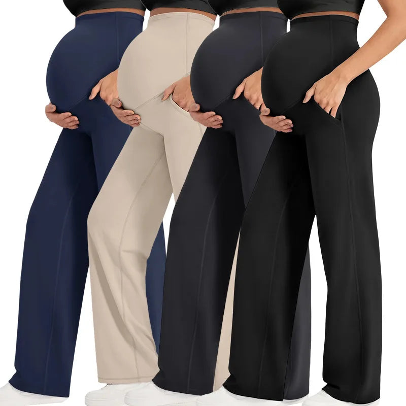 New Maternity Women Pants Solid Spring Autumn Wide-legged Pants High-waisted Loose Pants Casual Straight Pants Pregnant Clothing