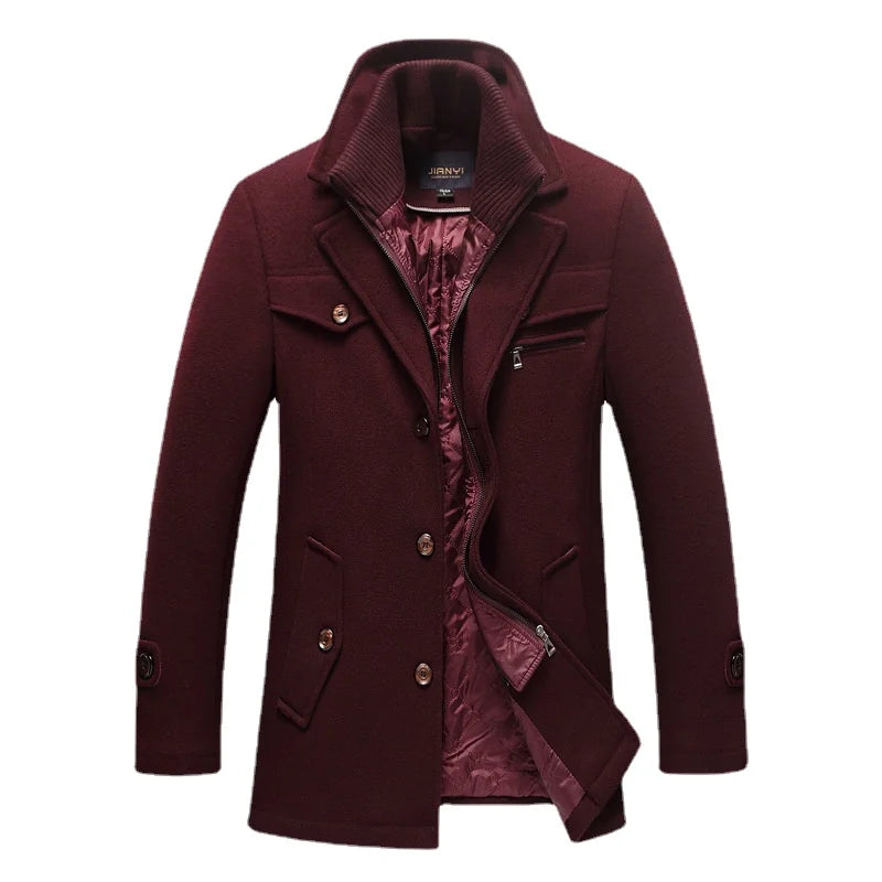 Men Cashmere Trench Coats Winter Jackets Overcoats Wool Blends High Quality New Winter Coats Male Business Casual Trench Coats 5