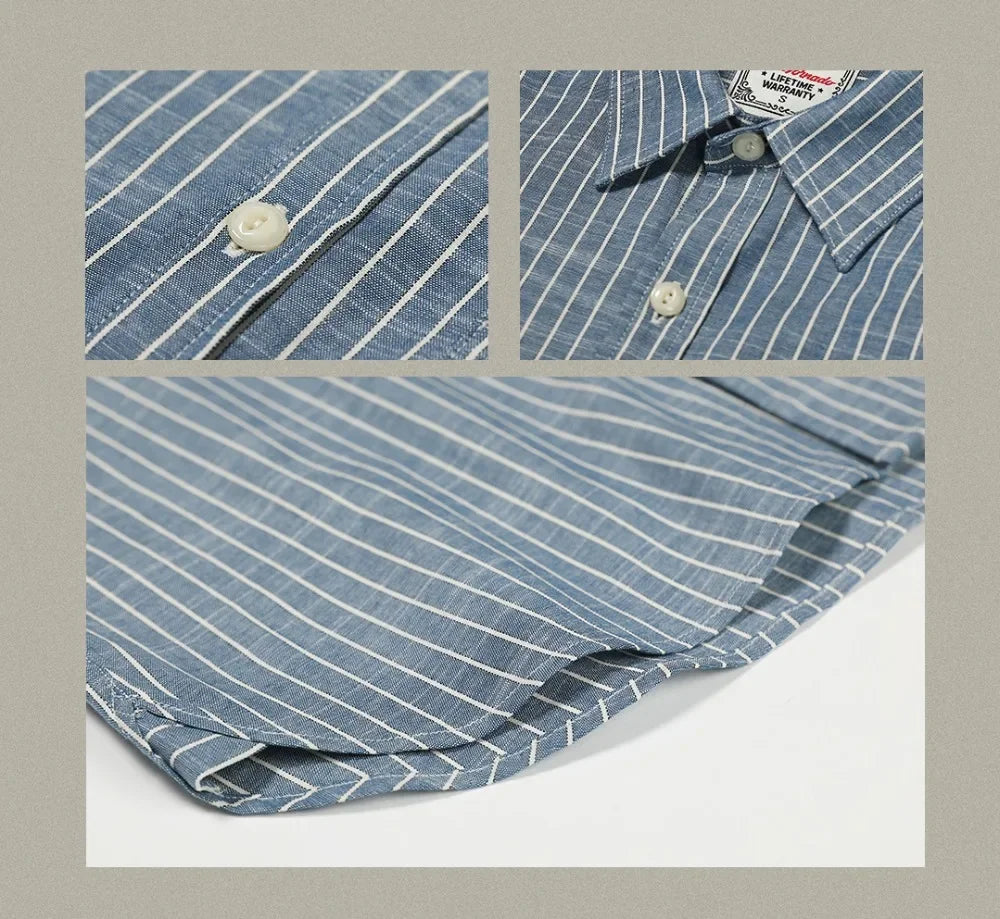 Red Tornado Retro Candy Stripes Work Shirt Men's Daily Casual L/S Shirt Amekaji