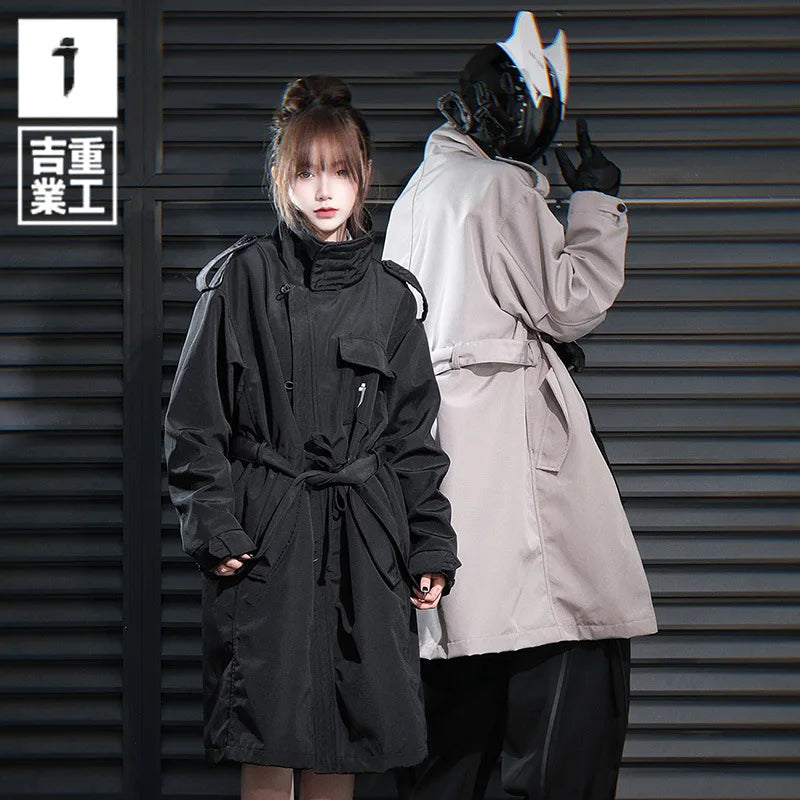 11 BYBB'S DARK Men Tactical Trench Jacket 2024 Autumn Long Coats Windbreaker Mens Loose Punk Functional Long Jackets Techwear