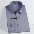 Men's Business Dress Shirts Bamboo Fiber Blend Long Sleeve Solid Color Work Shirt with Lapel Collar Regular Fit for All Seasons