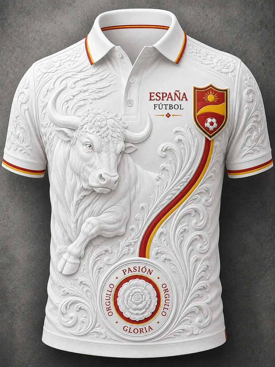2026 Edition Spanish Soccer Polo Shirt with 3D Print - Comfortable and Breathable - Suitable for Both Men and Women