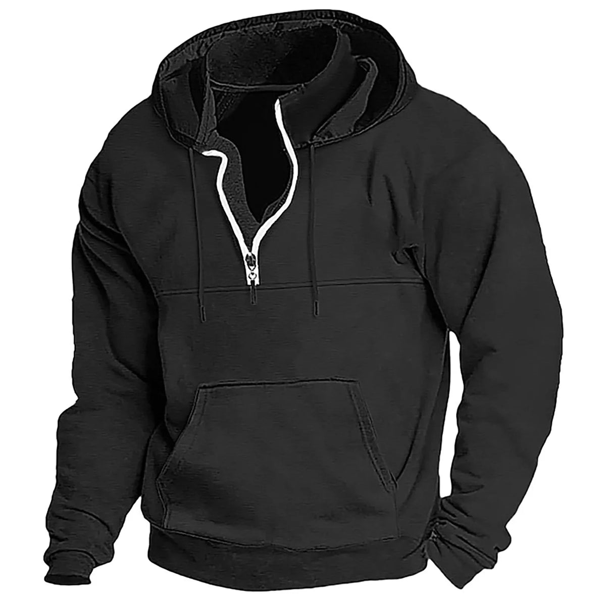 2026 Fashion Autumn/Winter New Hoodie Men's Casual Loose Stand Collar Solid Color Sports Hoodie Men's Half Zipper Street Wear