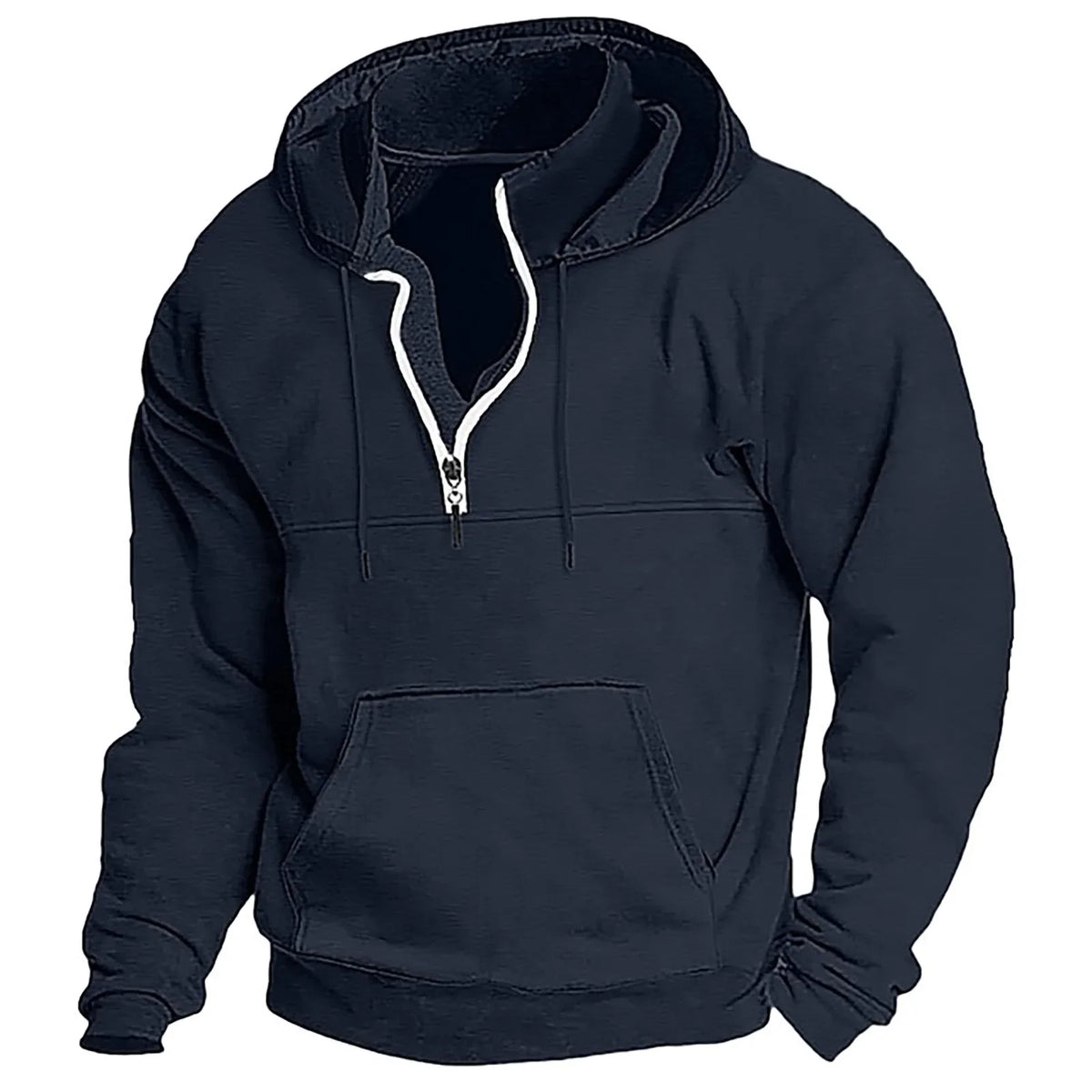 2026 Fashion Autumn/Winter New Hoodie Men's Casual Loose Stand Collar Solid Color Sports Hoodie Men's Half Zipper Street Wear