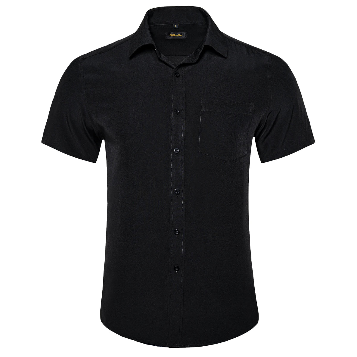 Men Shirts Short Sleeve Cotton Polyester Summer T-shirts Solid Black White Red Business Casual Tops Hawaiian Shirt