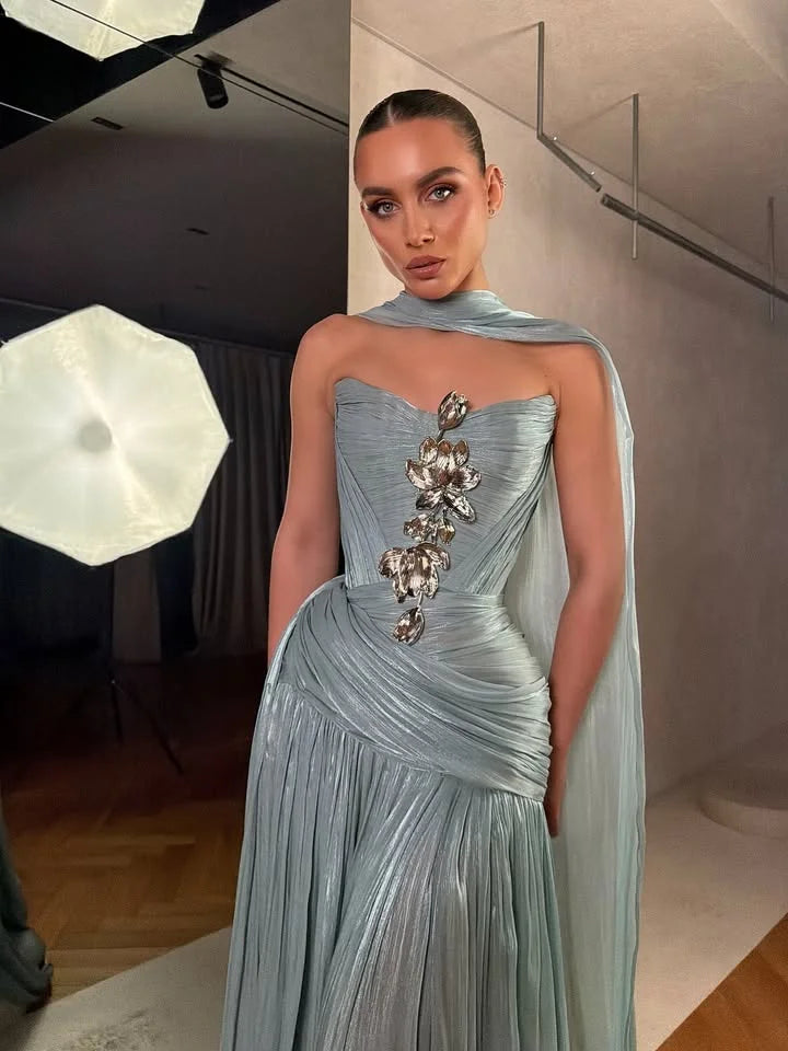 Dubai Woman Evening Dresses For Events Luxurious Satin A-Line Stylish Special Occasion Prom Gowns Customized Vestido Réveillon