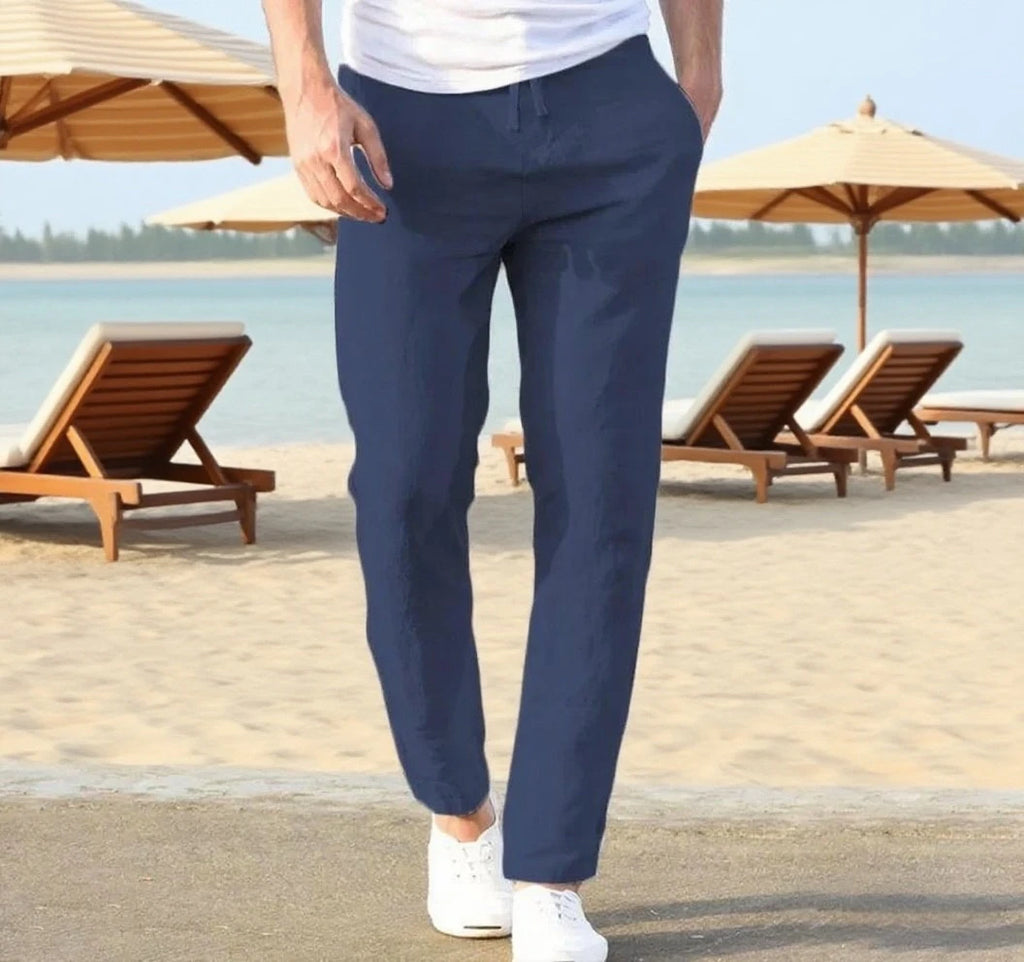 Men's Cotton Linen Pants Joggers Sweatpants Streetwear Breathable Solid Color Vacation Linen Trousers  Autumn Loose casual Pants