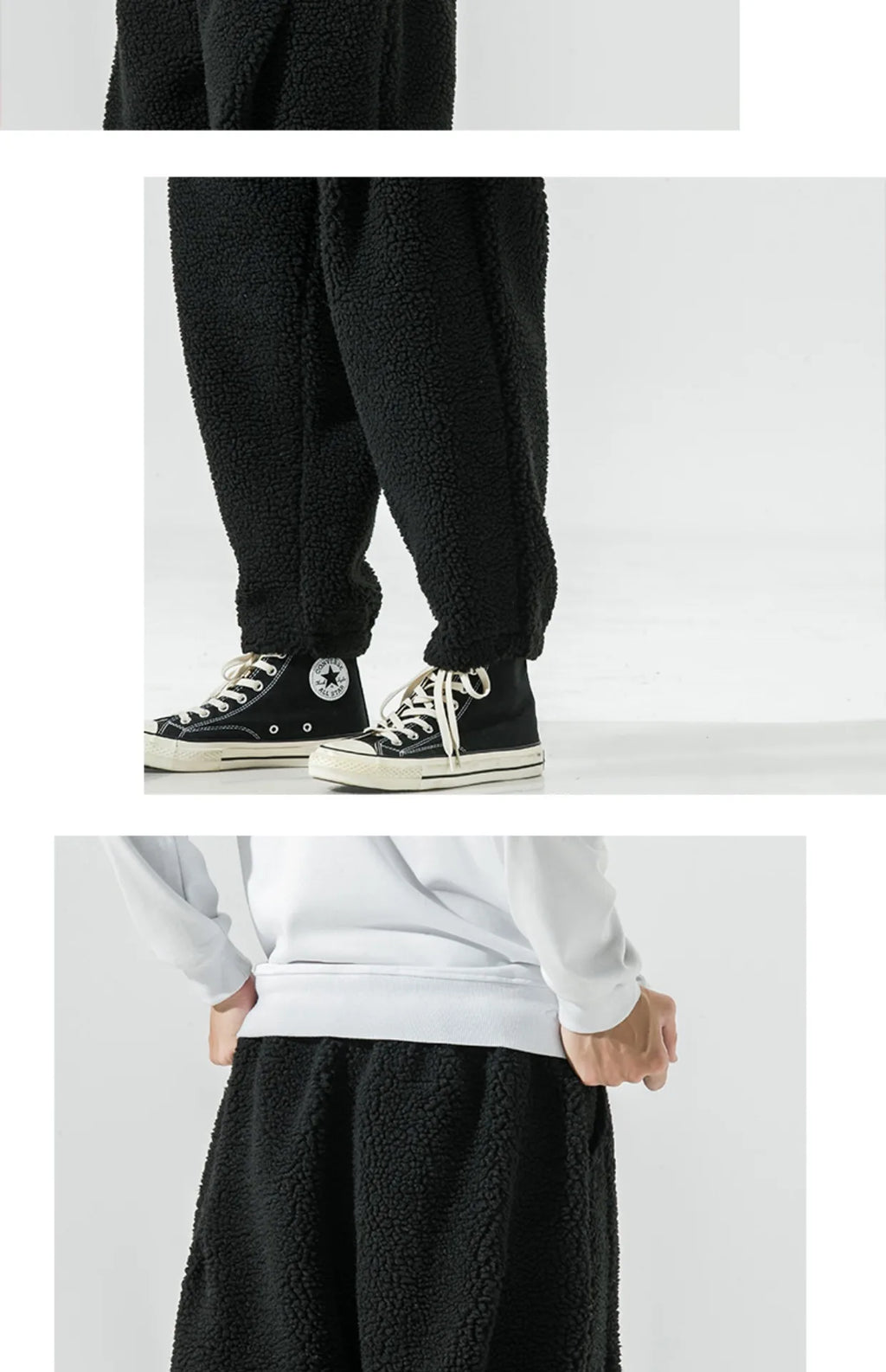 Winter Men's Lamb Wool Casual Pants Fleece Warm Elastic Waist Sweatpants Solid Thick Harem Pants Male Vintage Joggers Trousers