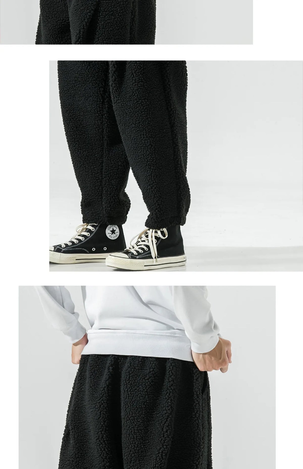 Winter Men's Lamb Wool Casual Pants Fleece Warm Elastic Waist Sweatpants Solid Thick Harem Pants Male Vintage Joggers Trousers