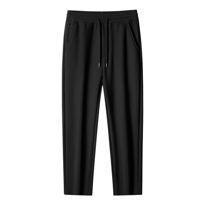 Big Size 9xl 8xl Winter Fleece Sweatpants Men Thicken Warm Jogger Pants Drawstring Elastic Zip Pockets Thermal Straight Trousers