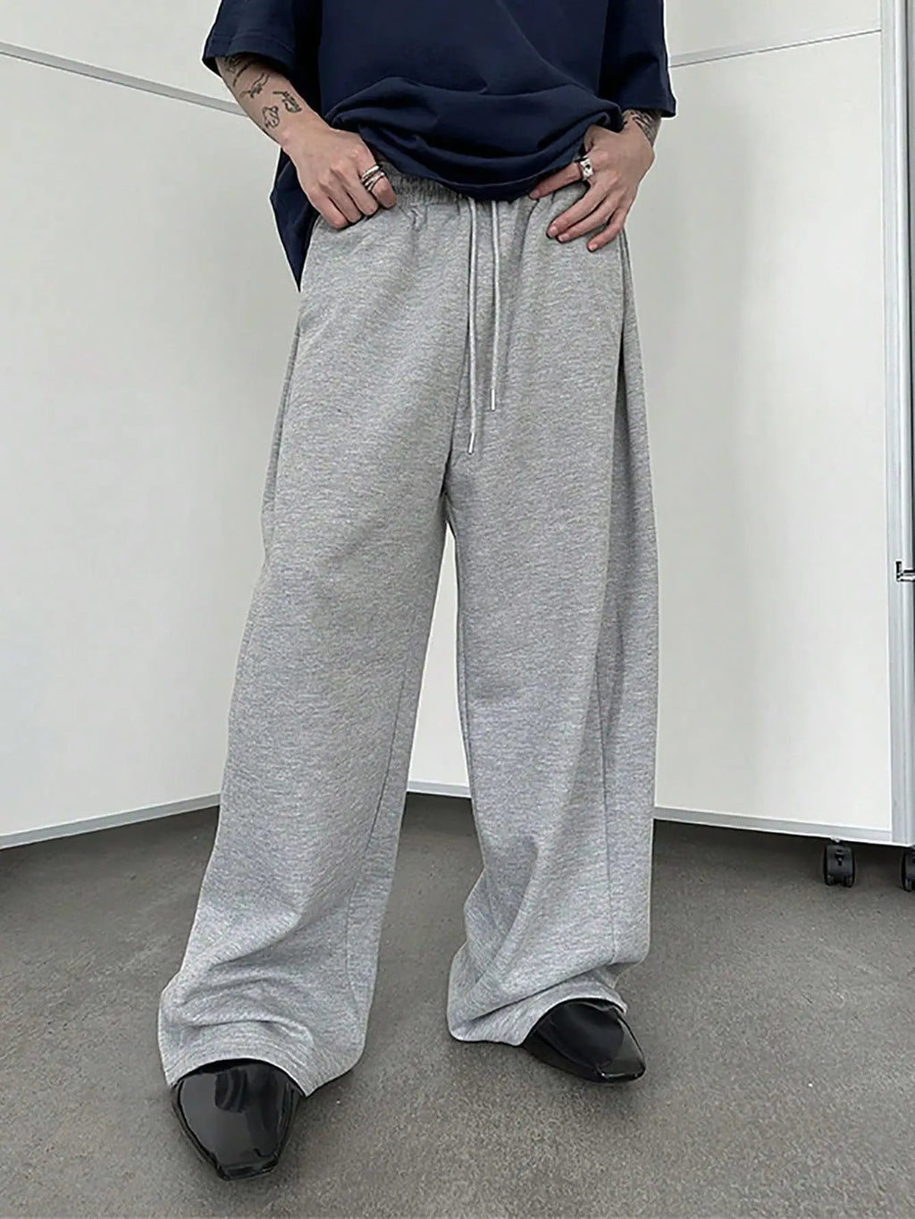 Y2k Harajuku Wide Leg Sweatpants Women Streetwear Baggy Oversize Gray Sports Pants High Waist Drawstring Casual Joggers Trousers