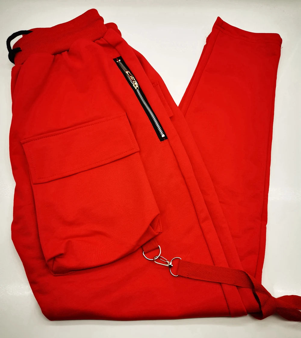 Mens Cotton Sweatpants Hip Hop Joggers Streetwear Casual Slim Sport Trousers Training Workout Fitness Big Pockets Cargo Pants