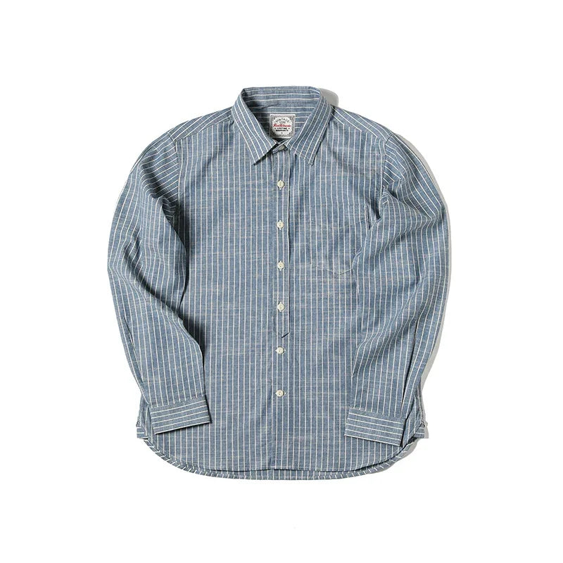 Red Tornado Retro Candy Stripes Work Shirt Men's Daily Casual L/S Shirt Amekaji