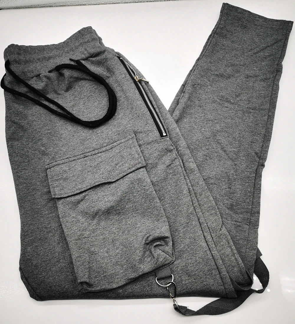 Mens Cotton Sweatpants Hip Hop Joggers Streetwear Casual Slim Sport Trousers Training Workout Fitness Big Pockets Cargo Pants