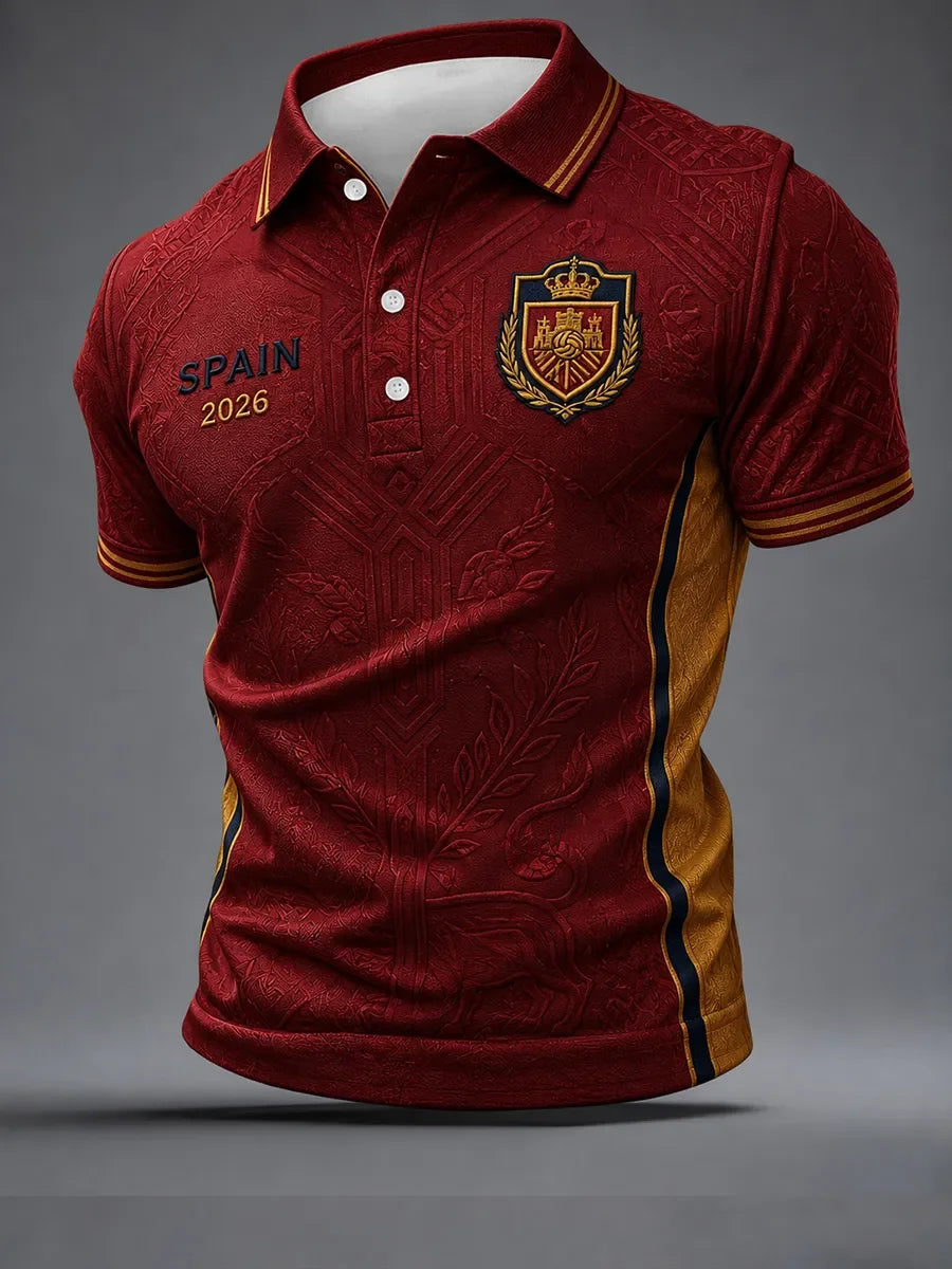 2026 Edition Spanish Soccer Polo Shirt with 3D Print - Comfortable and Breathable - Suitable for Both Men and Women