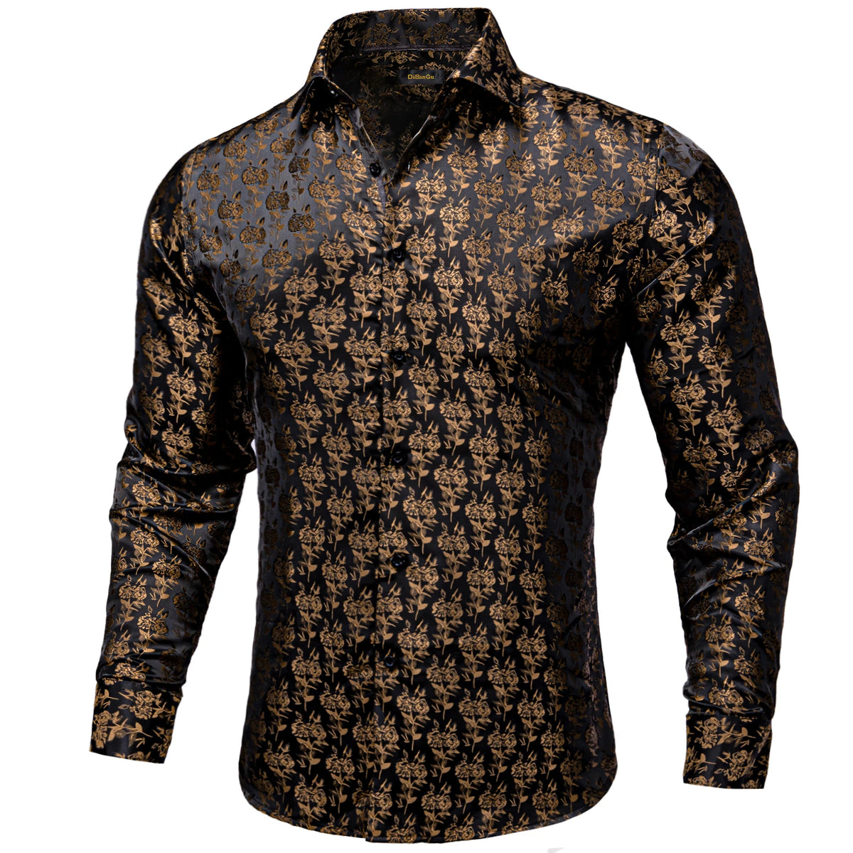 Brand New Men's Royal Blue Business Shirts Luxury Fashion Paisley Long Sleeve Turn-Down Collar Social Shirt Male Casual Blouse