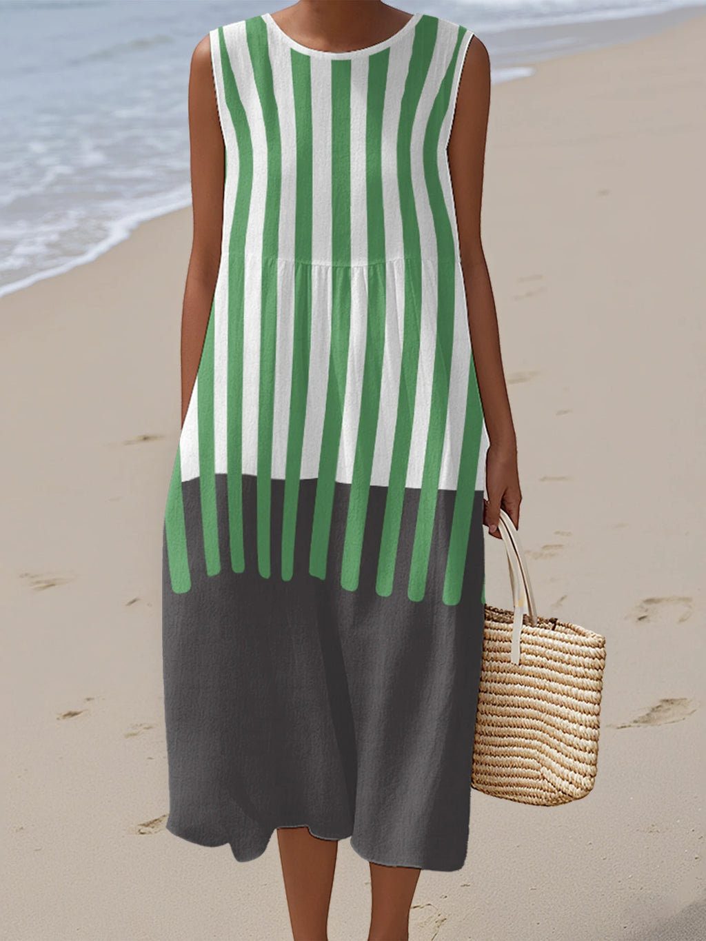 2025 Female's Sleeveless Dress Summer Casual Flowy Dress Sundress Fashion Unique Streetwear Midi Dress