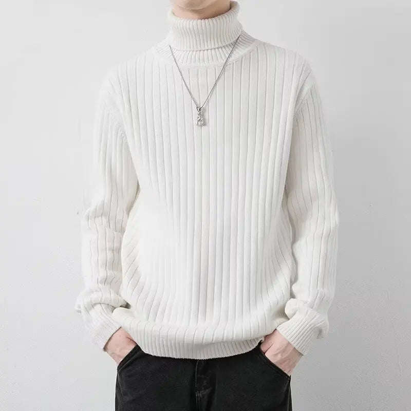 Autumn Winter Turtleneck Sweater Men Solid Color Fashion Knit Pullovers Youthful Vitality Casual Turtleneck Pullover Sweaters