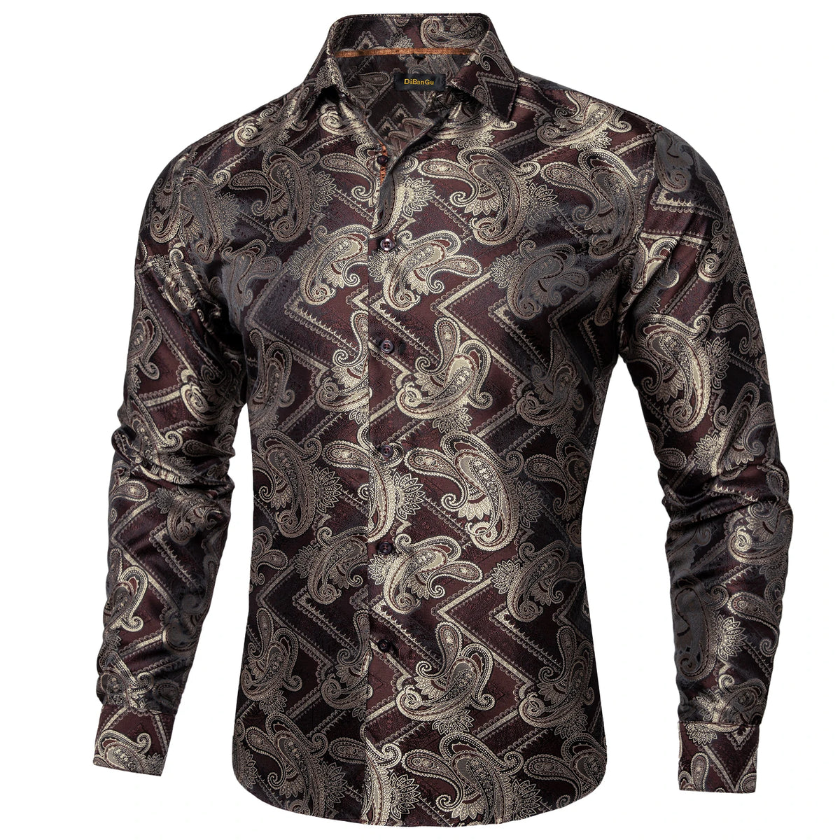 Brand New Men's Royal Blue Business Shirts Luxury Fashion Paisley Long Sleeve Turn-Down Collar Social Shirt Male Casual Blouse