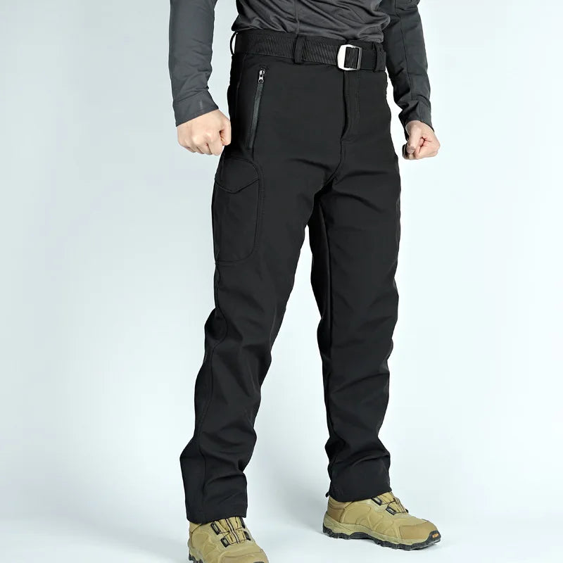 Men's Autumn Winter Softshell Elastic Camping Hiking Trekking Fishing Hunting Pants Outdoor Cycling Tactical Cargo Trousers