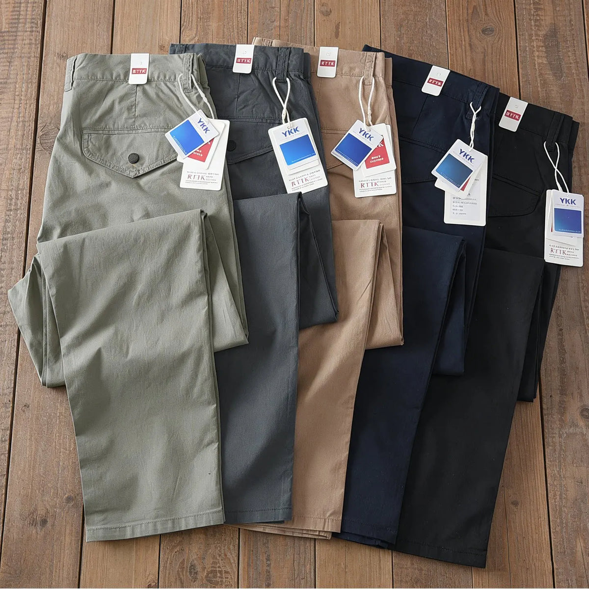221# Summer New American Retro Thin Quick-drying Elastic Pants Men's Simple 97% Cotton Washed Commute Casual Straight Trousers