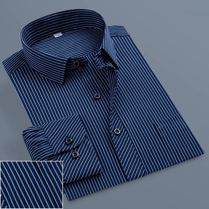 Men's Business Casual Social Shirts Oversized Plus Large Size 9XL Long Sleeve Classic Plaid Striped Brand Dress Shirts GOZBKF