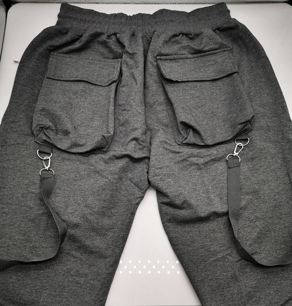 Mens Cotton Sweatpants Hip Hop Joggers Streetwear Casual Slim Sport Trousers Training Workout Fitness Big Pockets Cargo Pants