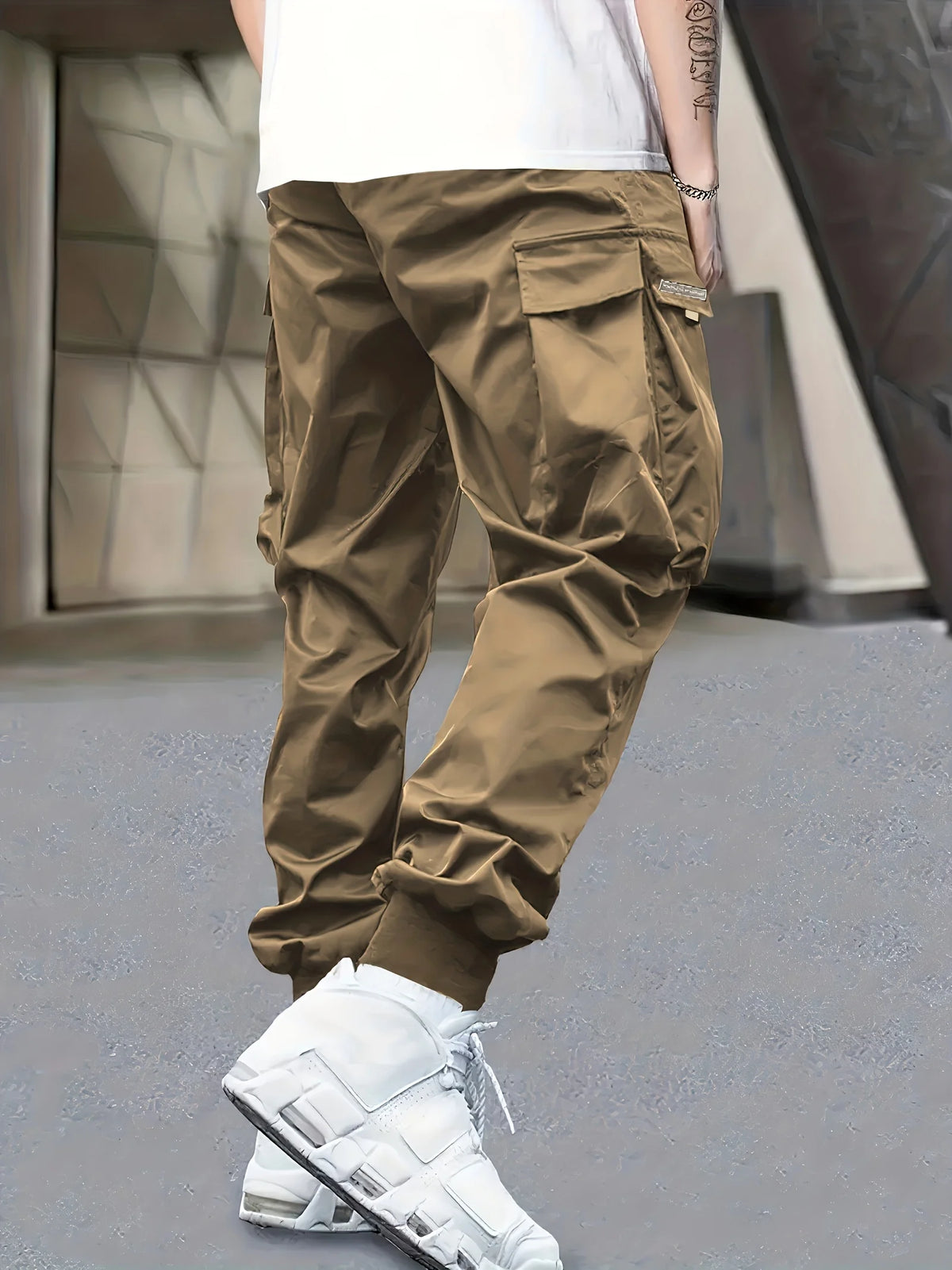 Men's Cargo Pants, Casual, Sporty, Outdoor, Large Pockets, Lightweight, Legging, Cropped Slacks 06B