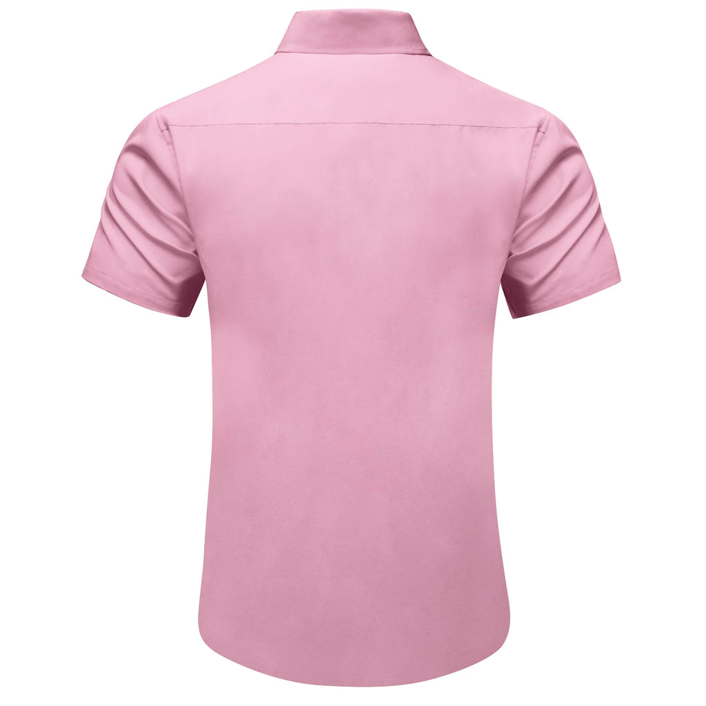 Men Shirts Short Sleeve Cotton Polyester Summer T-shirts Solid Black White Red Business Casual Tops Hawaiian Shirt