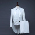Men's Black Tuxedo Tailcoat Formal Dress Suits 3 Piece ,White Male Jacket and Pants Vest,Party Wedding Dance Magic Performance