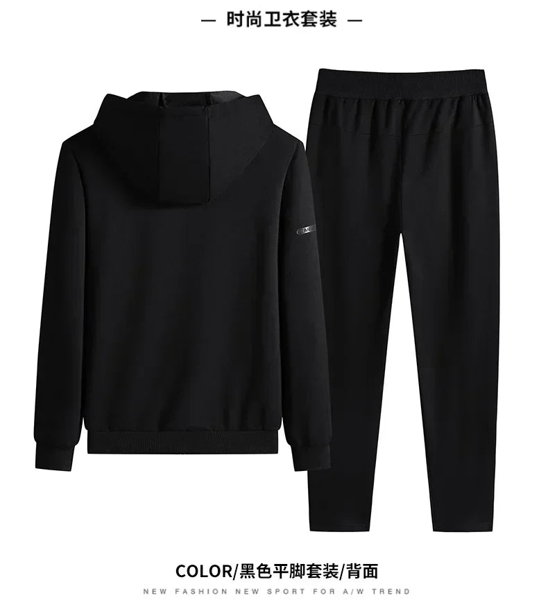 Plus Size tracksuits Men Sportswear Sets New Spring Autumn Clothing Hooded Pants Suit Male 2 Pieces Sweatshirt + Sweatpants 8XL