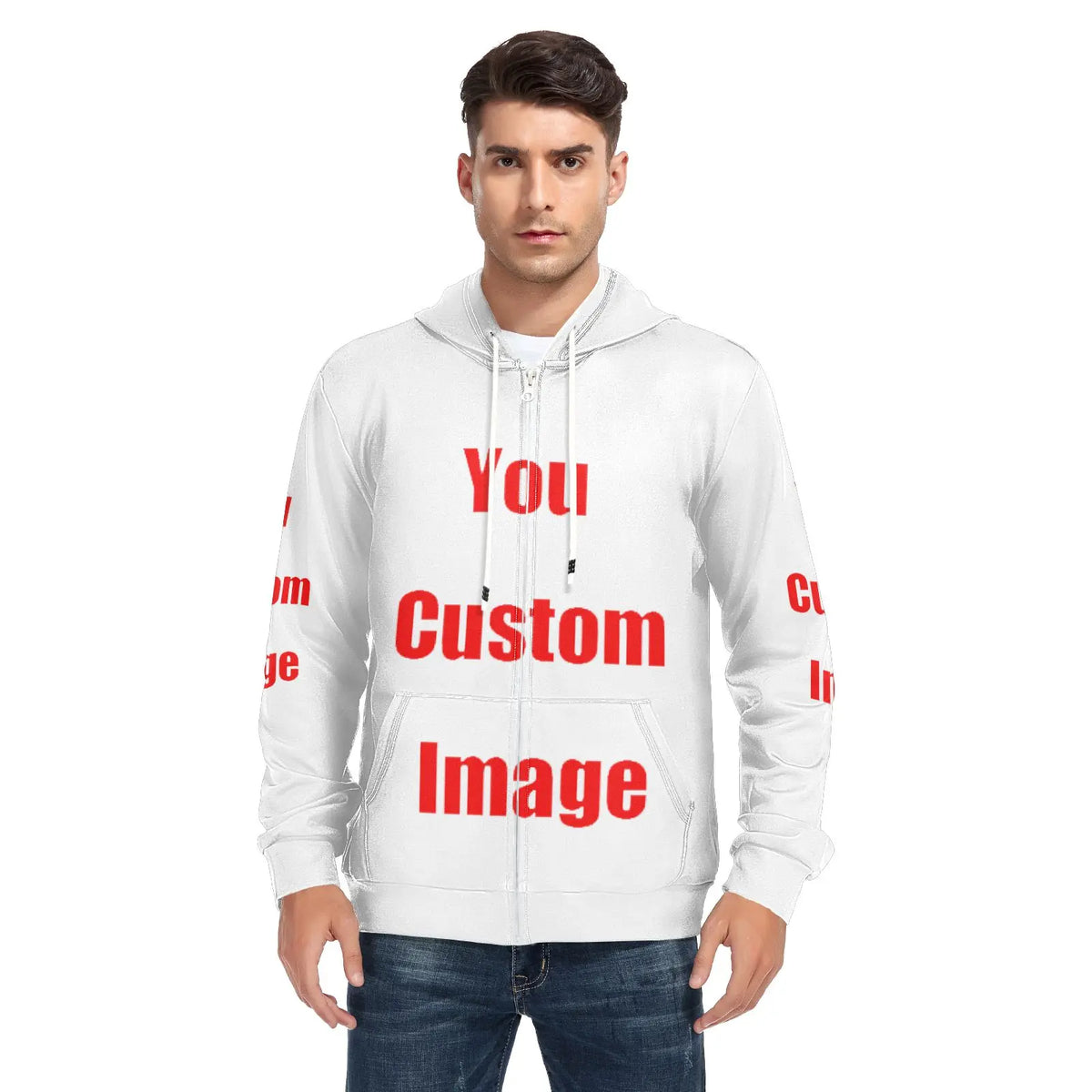 2025 New Autumn Winter Streetwear Sweatshirt Customize Print Zipper Sweatshirt Hoodies Men Hip Hop Hoody Fashion Top Pullover