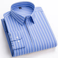 Quality Concealed Button Men Shirt Long Sleeves Dress Shirts For Men Slim Fit Camisa Social Business Blouse Stripe Shirt S-4XL