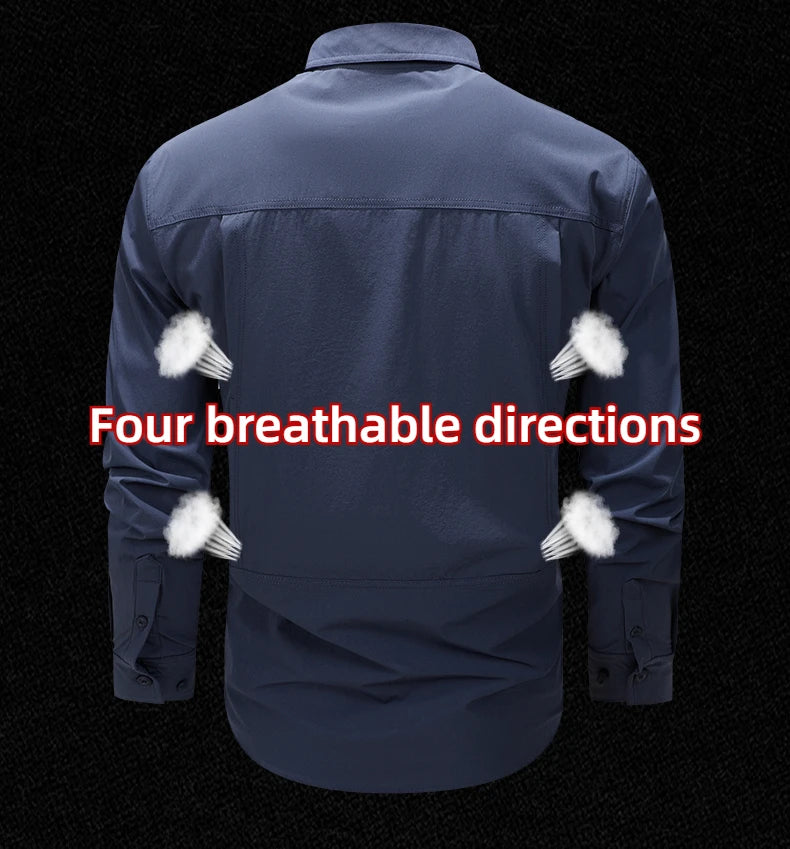 Spring Autumn Men Shirts Tactical Work Long Sleeved Shirt Men Outdoor Casual Breathable Quick Dry Camping Hiking Cargo Shirts