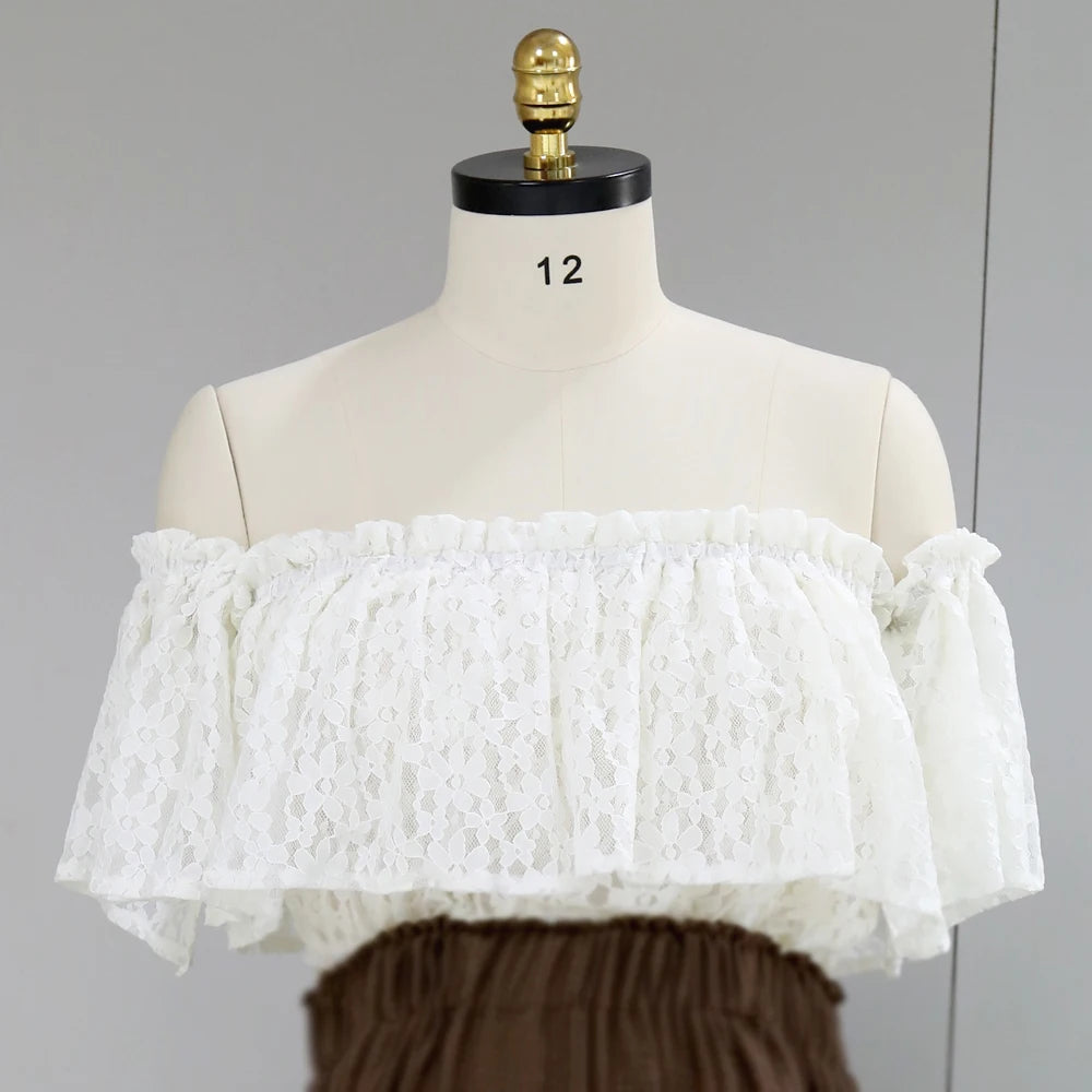 Bohemian Photo Shooting Pregnancy Dress Dual color design Two-Pieces Set Vintage Lace Top and Linen Cotton Skirt Pregnant Women