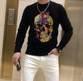 Sweater men designer new round neck luxury brand rhinestones casual top winter plush thick warm knit pullover fashion men's wear