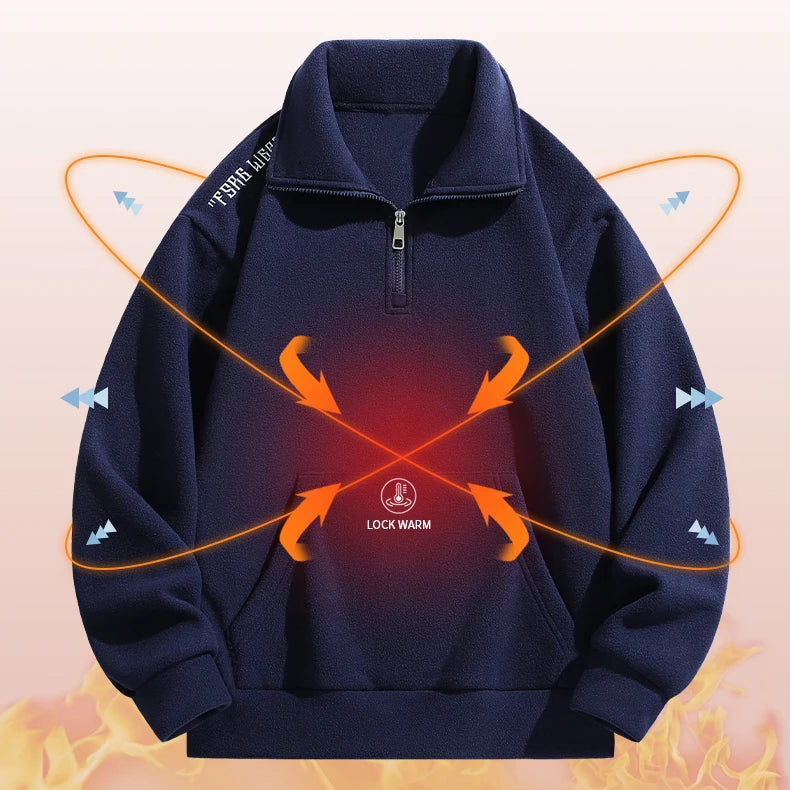 Plus Size Men Sweatshirt Autumn Winter Long Sleeve Pullover 5XL 6XL 7XL 100-175kg Zip Solid Color Tops Big Size Men Clothing