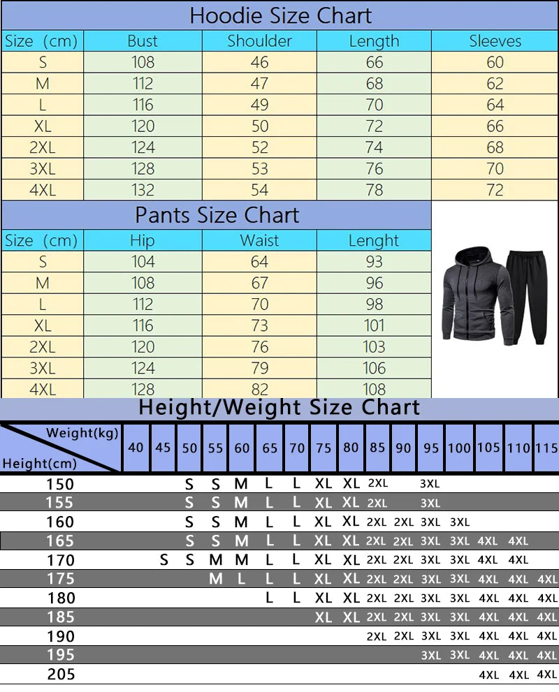 Men's Tracksuit Zipper Coat and Black Sweatpants Outdoor Casual Sporty Hoodie Jogging Suit Male Autumn Training Set Sweatshirts