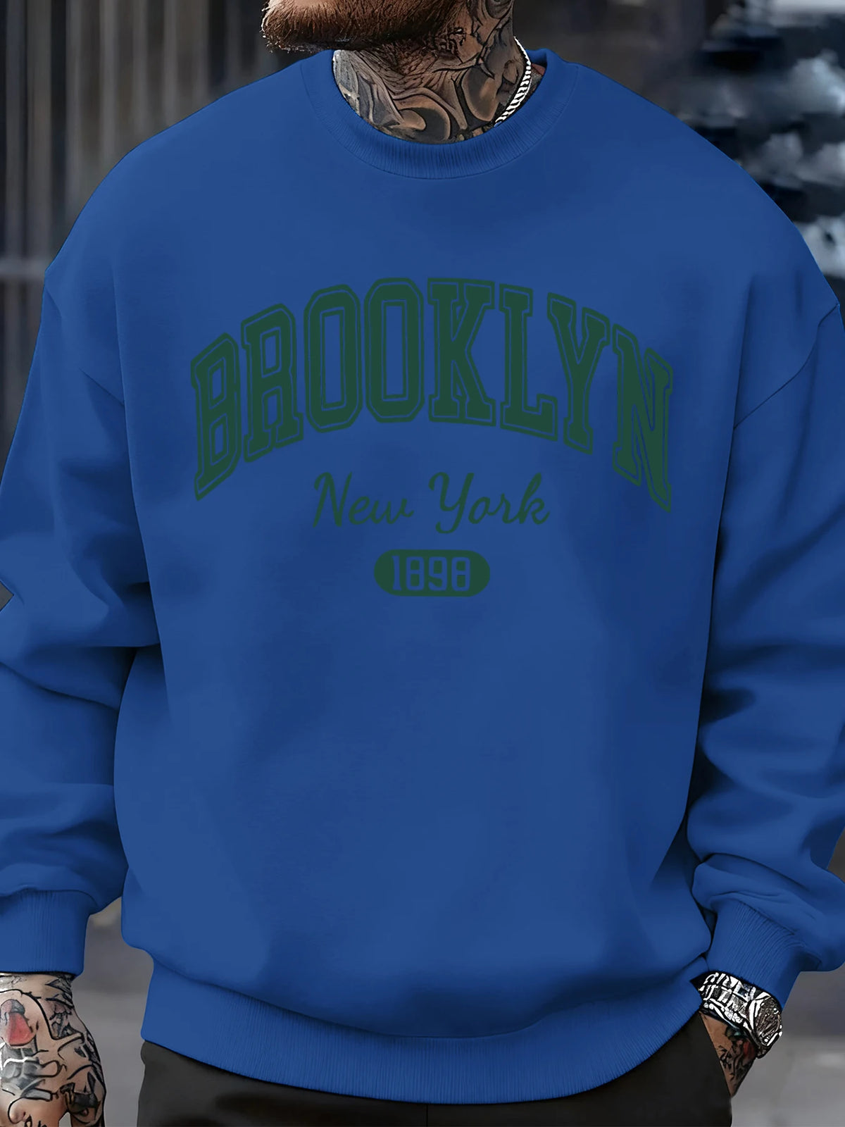 Brooklyn New York 1898 Prints Sweatshirt Autumn Man Clothes Fleece Fashion Pullover Casual Crewneck Sportswear Loose Soft Top