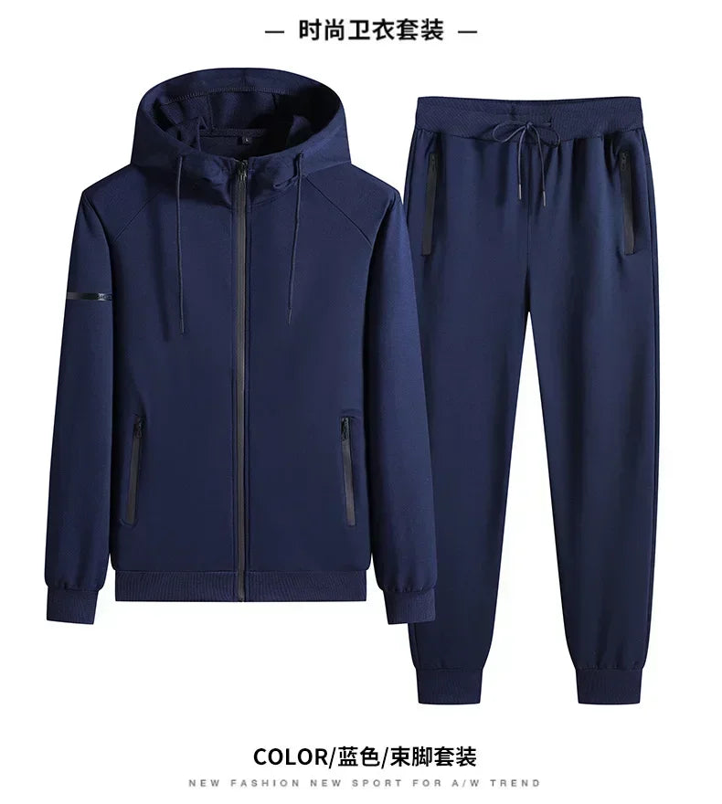 Plus Size tracksuits Men Sportswear Sets New Spring Autumn Clothing Hooded Pants Suit Male 2 Pieces Sweatshirt + Sweatpants 8XL