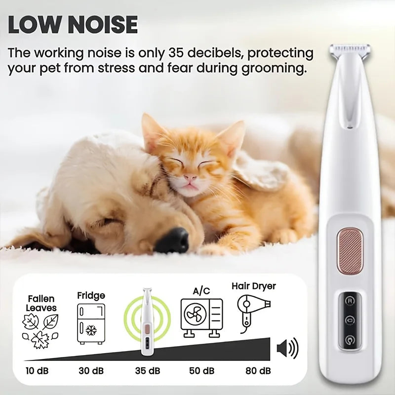 New Dog Paw Trimmer with LED Light Fully Waterproof Pet Hair Trimmer with LED Display Dog Clippers for Grooming 18mm Widen Blade