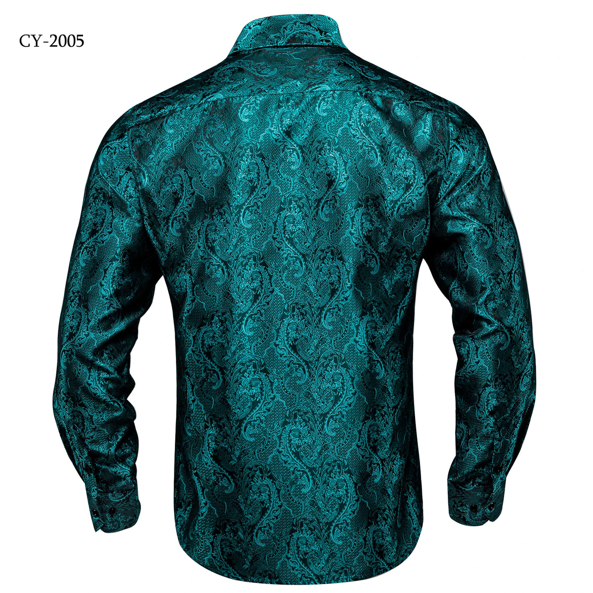 Brand New Men's Royal Blue Business Shirts Luxury Fashion Paisley Long Sleeve Turn-Down Collar Social Shirt Male Casual Blouse