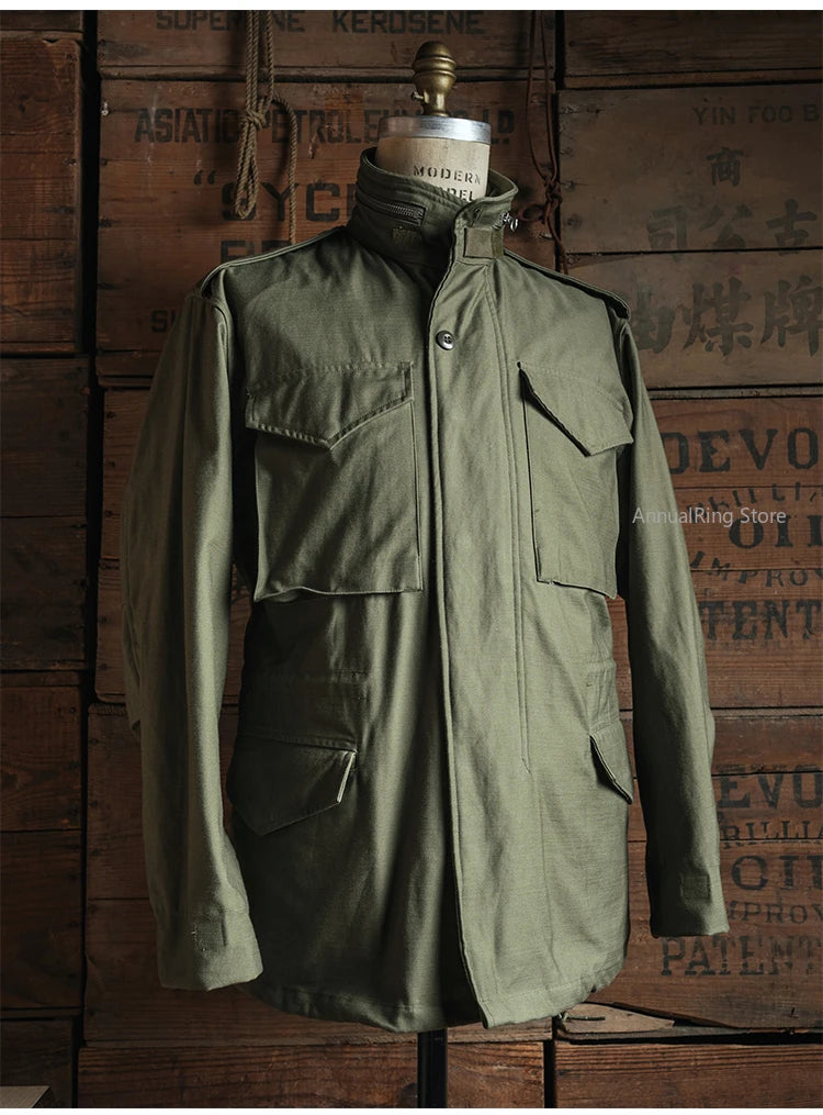 Rugged Bronson 1969 M65 Blended Satin Field Jacket M-65 Olive Green Jacket M51 Tactical Coat